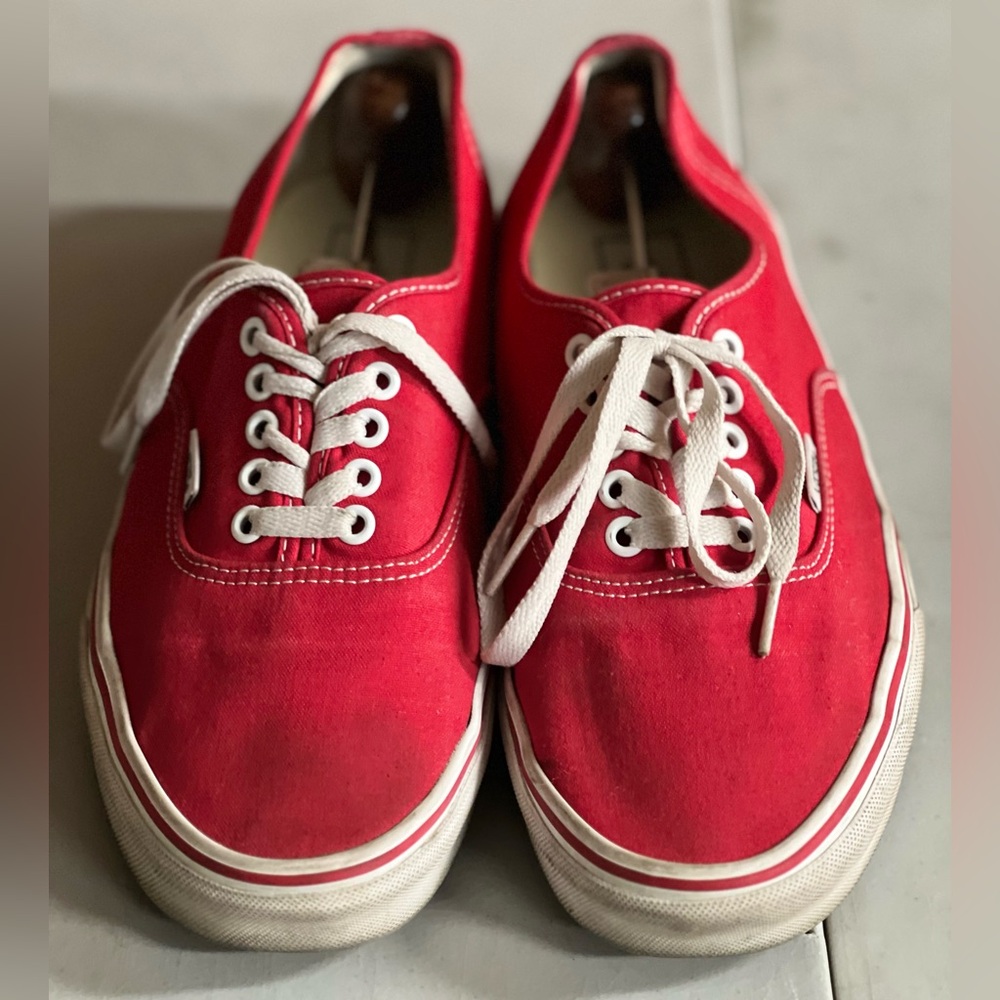 Vans Red Canvas Sneakers with White Laces